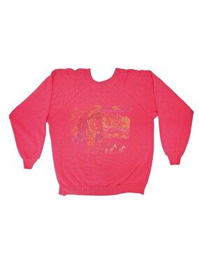 Vintage Pannill Red Sweatshirt Native American Men XL Faded Buffalo Chief Horses